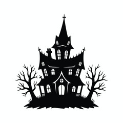 Silhouette Haunted house vector image