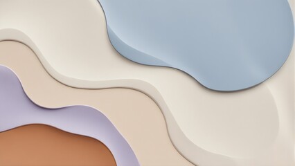 Abstract layered background with flowing organic shapes in soft pastel colors, creating a soothing minimalist design.