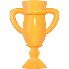 Golden Trophy Cup with Handles on a Transparent Background Celebrating Victory and Achievement in Sports and Competitions