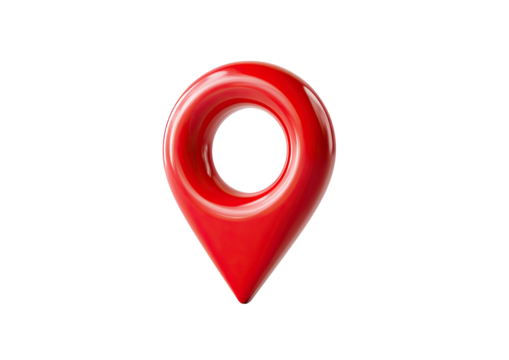 Glossy red map pin with hole