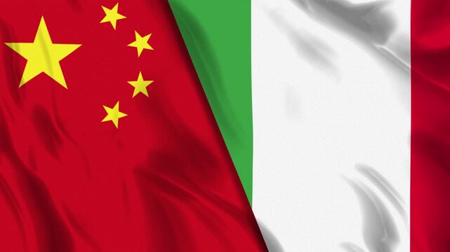 China and Italy Flag Animation Seamless Loop. Ultra HD 4k