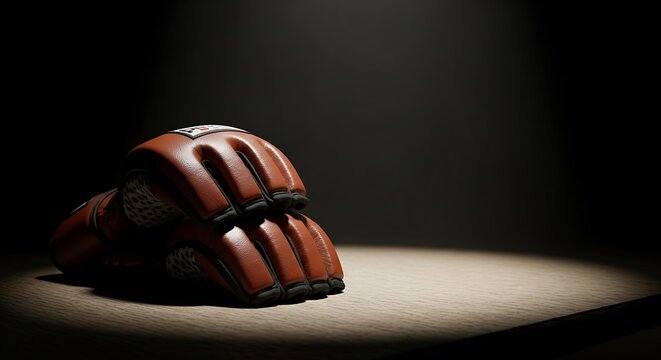 Pair of Boxing Gloves Resting on a Wooden Surface