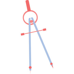 Drawing Compass Tool With Red Top And Blue Legs On White Background