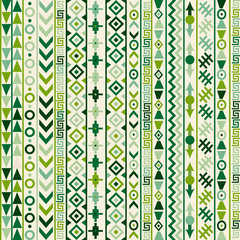 Geometric seamless pattern in green colors