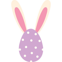 Fototapeta premium Easter Egg With Bunny Ears Purple Polka Dot Pattern Festive Spring Holiday Symbol