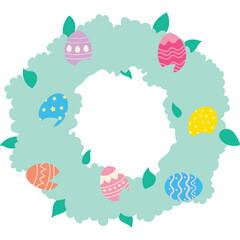 Easter Egg Wreath With Spring Leaves On Transparent Background Light Blue Color Palette Soft Colors