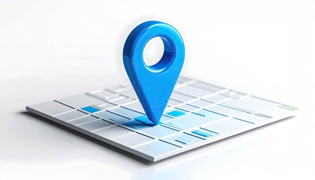 Blue map pointer on city grid. Light background. Glossy - Powered by Adobe