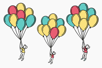Colorful balloon bunch, vector illustration isolated on white background