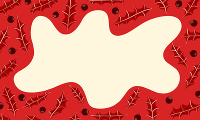 Elegant vintage red winter holiday border design. Template banner with copy space.