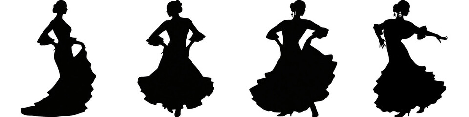 フラメンコ　ダンス　シルエット　イラスト