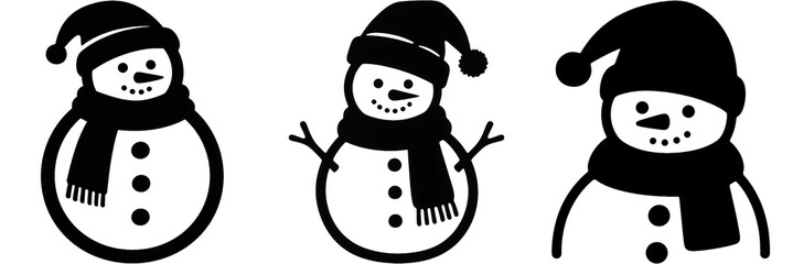 雪だるま　クリスマス　シルエット　イラスト