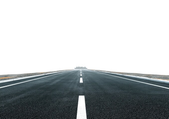 Fototapeta premium Asphalt road receding into darkness, white lines