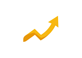 Ascending yellow arrow on black, indicating upward trend