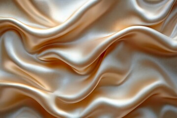 Obraz premium Golden silk fabric texture with soft folds and elegant satin waves, generative ai