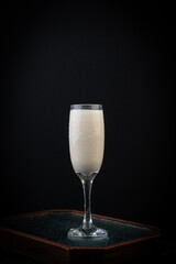Chilled White Drink in an Elegant Flute Glass