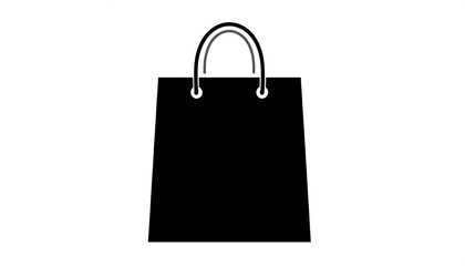 Black shopping bag with handles, isolated on white background. Simple vector graphic