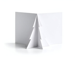 Handmade Christmas card featuring a pop-up Christmas tree on a white background