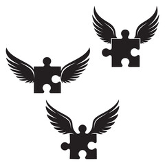 Obraz premium Black Silhouette Of Human Hands Holding And Placing A Single Jigsaw Puzzle Piece Vector