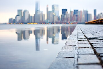 New York City Skyline Reflection On Water