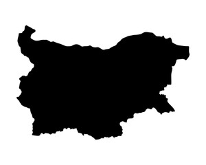 Minimalist flat black vector map of Bulgaria, simple country silhouette outline with abstract geographic design artwork