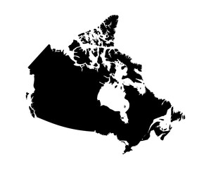 Flat black vector outline of Canada, minimalist country silhouette map design with detailed geographic shape illustration