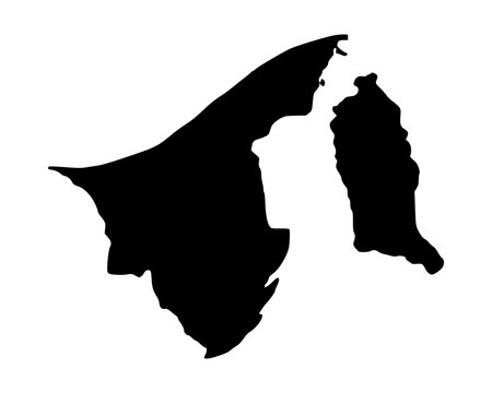 Flat black vector outline of Brunei, abstract minimalist silhouette country map design with clean geographic shape artwork