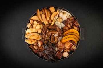 Korean Grilled Offal Platter with Assorted Meats and Vegetables
