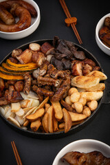 Korean Grilled Offal Platter with Assorted Meats and Vegetables