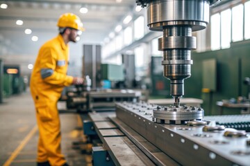Precision Machining: A dedicated worker meticulously operates a cutting-edge milling machine within a modern manufacturing facility, showcasing the precision and efficiency of modern industry.
