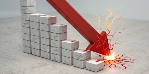 Economic Downturn: A symbolic representation of financial decline, with a descending red arrow piercing through a graph, depicting economic disruption.