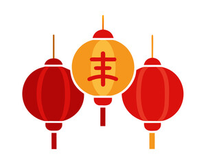 Chinese lanterns for Lunar New Year, vector illustration, isolated on white background
