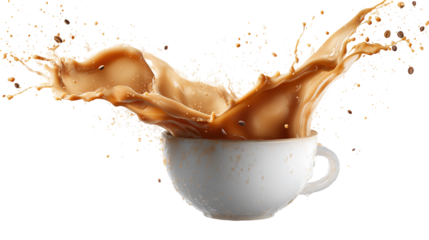 Aromatic coffee splashing in a coffee cup