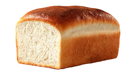 A freshly baked loaf of white bread, golden brown crust, isolated on transparent background