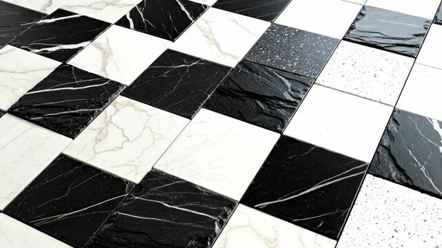 A modern black and white marble tile pattern for elegant interiors.