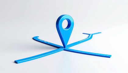 Blue pointer centers on radiating path lines on white