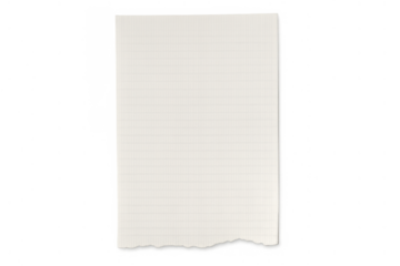White graph paper, a ripped rectangular piece, showing an empty surface for writing a note. Transparent background