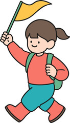 The girl holding the flag