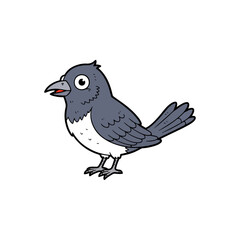 Cute cartoon bird illustration, a charming small avian character with simple clean lines, standing