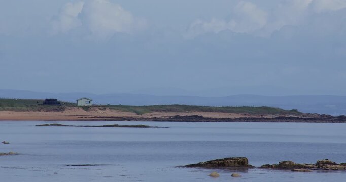 Long shot of airbow point and babbet ness at Kingsbarns Beach, Cambo Sands,