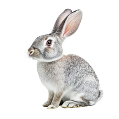 Fototapeta premium Sweet gray bunny with upright ears posing 
