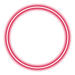 Glowing pink neon circle isolated on transparent background
