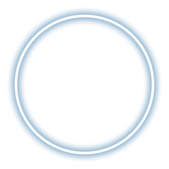 Glowing white neon circle isolated on transparent background