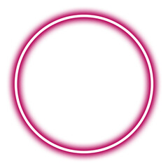 Pink neon circle isolated on transparent background