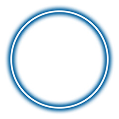 Glowing blue neon circle isolated on transparent background