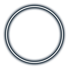 Glowing white circle neon ring isolated on transparent background
