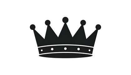 Black, simple crown illustration with round finials, on a clean white background