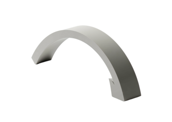 Gray arch isolated. Angled view, smooth surface, slight shadow