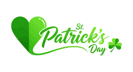 St. Patrick's Day green heart and shamrock graphic design