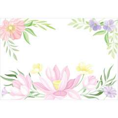 Naklejka premium Elegant Floral Arrangement With Pink Lotus Flowers Light Purple Blooms Green Leaves And Yellow Wildflowers On White Background Transparent PNG