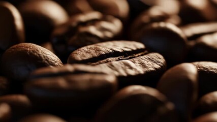 Close-up of dark roasted coffee beans showcasing rich textures.